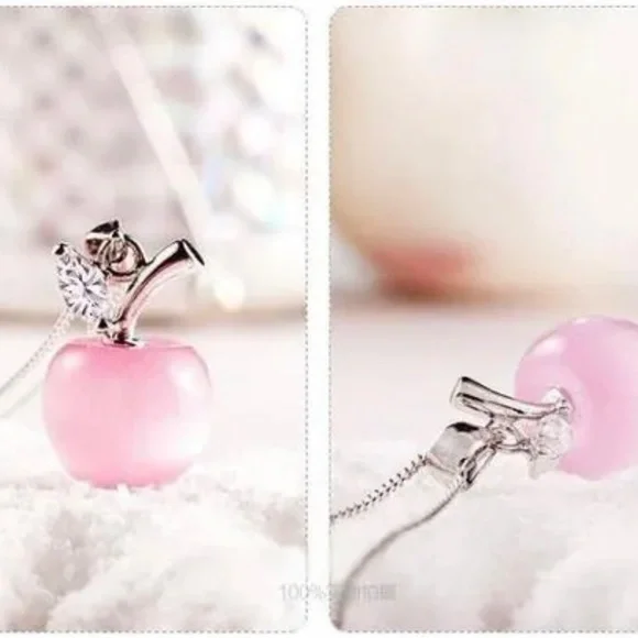 Pink Apple necklace 18 inch chain - Picture 2 of 3